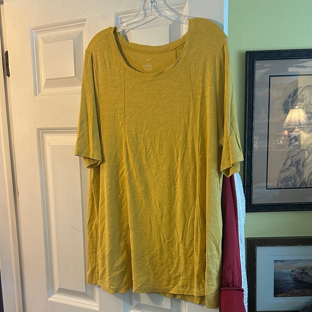 J. Jill Mustard Yellow Short Sleeve Tee